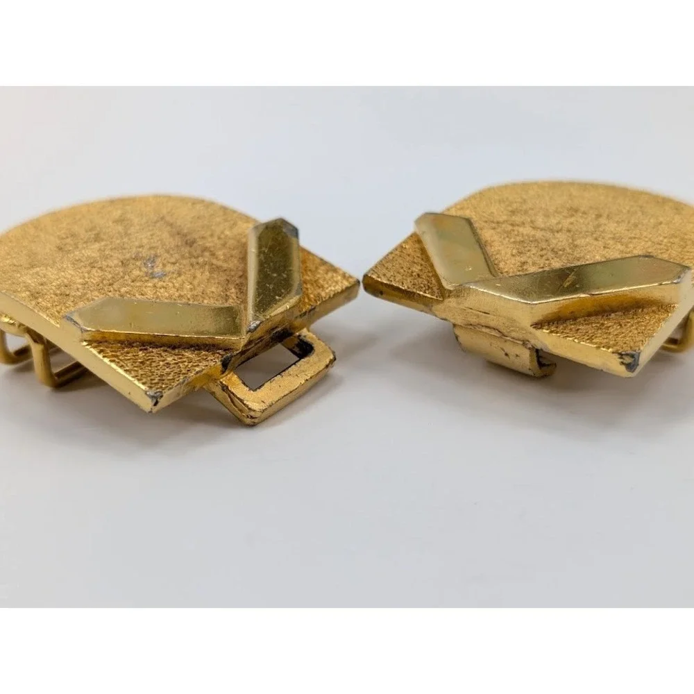 VTG Accessocraft NYC Gold Tone Belt Buckle Interlocking X Two Piece‎ 80s Glam
